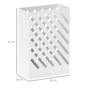 Suport pentru Umbrele cu Tavă pentru Colectarea Picăturilor și 4 Cârlige, 28x14x41 cm, Alb - Img 3