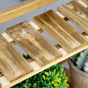 Suport Pliabil pentru Plante din Lemn de Brad cu 3 Nivele, 100x37x93 cm, Lemn Natural - Img 9