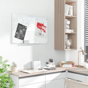 Tablă de Sticlă Albă cu 4 Markere și Burete de Șters 90x60x0.4 cm - Img 2
