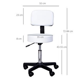 Taburet Bar – Alb, cu Spatar inalt & inaltime Reglabila - Img 3
