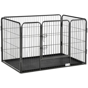 Tarc / Gard Metalic 4 Panouri pentru Caini & Pisici – 109×74×71 cm, Usa Blocare - Img 1