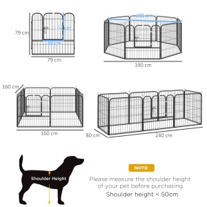 tarc Modular 8 Panouri – 79×79 cm, Metal Negru pentru Animale - Img 4