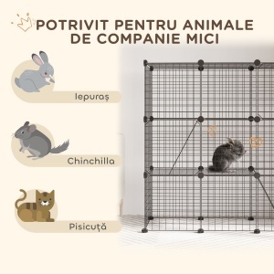 Țarc Modular pentru Animale de Companie de Talie Mică, cu Panouri și Accesorii, 105x45x105 cm, Negru - Img 4