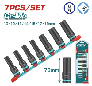 TOTAL - SET 7 PIESE TUBULARE DE IMPACT ADANCI - 1/2" -78mm