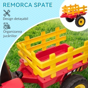 Tractor Electric Copii – 12 V cu Remorca, Muzica & Telecomanda - Img 4