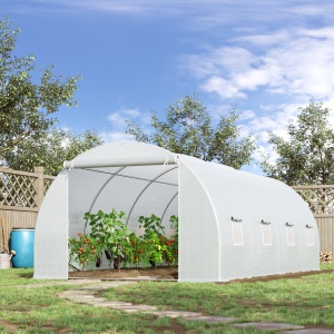 Tunnel Sera de gradina pentru plante din PE cu tevi metalice 6x3x2m Alb - Img 2