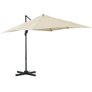 Umbrelă de Gradină cu Manivelă cu Rotație 360°, Parasolar Reglabil, 245x245x245 cm, Crem - Img 1