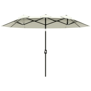 Umbrelă de Grădină Dublă Înclinabilă la 45° cu Manivelă si 3 Orificii de Ventilație, 295x152x222 cm, Bej - Img 1