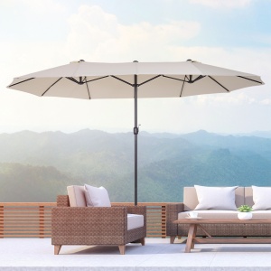 Umbrela de Gradina Impermeabila si Anti-UV Bej, 460x270x240cm - Img 2