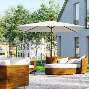 Umbrelă de Grădină Înclinabilă cu Manivelă și 6 Spiţe, 2x3 m, Alb Crem - Img 2