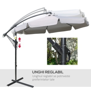 Umbrelă de Soare pentru Grădină cu Braț și Deschidere cu Manivelă, Φ265x265 cm, Bej - Img 5