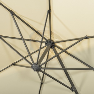Umbrela de Soare pentru Gradina Descentrata cu Inclinare Reglabila si Pivotanta la 360°, Ø293x248cm Alb Crem - Img 9