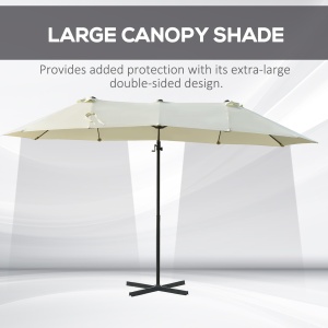 Umbrela dubla din poliester Anti-UV impermeabil bej 440x270x250cm - Img 5