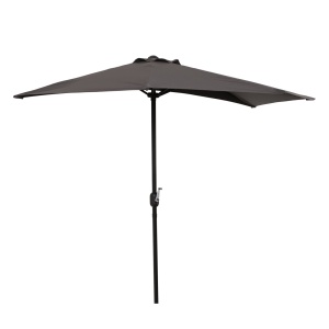 Umbrela Semicirculara de Perete pentru Gradina cu Deschidere cu Manivela din Poliester, Gri 269x138x236cm - Img 4