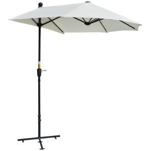 Umbrelă Semicirculară Dublă de Perete cu Deschidere cu Manivelă și Suport în Cruce, 200x190x240 cm, Crem - Img 1