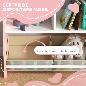 Unitate de depozitare a jucariilor pentru copii sertare rafturi detasabile pentru dormitorul copiilor sufragerie decor pentru cresa roz - Img 5