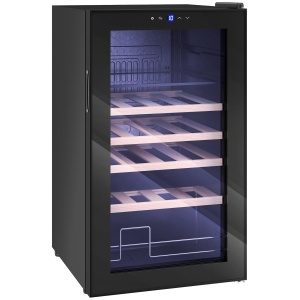 Vitrină Frigorifică pentru Vinuri 16 Sticle 63L Silențioasă Temperatură Reglabilă 5-18℃ Frigider Vinuri Bar cu Sticlă Anti UV, Rafturi, Compresor, Display Touch, Lumini LED, Clasa G