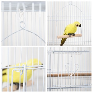 Voliera Pasari – 46,5×35,5×92 cm, Metal & Plastic Alb - Img 9