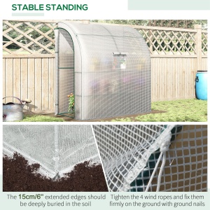 7' x 3' x 7' Outdoor Walk-In Greenhouse, Plant Nursery with Roll-up Windows, PE Cover, and 3 Wire Shelves, White - Img 7