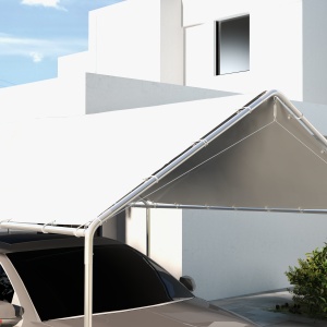 Acoperiș Carport 10 x 20 ft, Copertină de Schimb Rezistentă la UV cu Corzi Elastice, Alb - Img 7