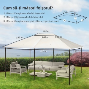 Acoperiș de Schimb pentru Foișor 3x4 m pentru 84C-116, Crem - Img 3