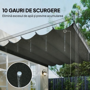 Acoperiș de Schimb pentru Pergolă cu 10 Orificii de Drenaj, Permeabil, 4x3 m, Bej - Img 6