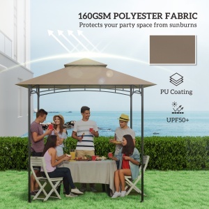 Acoperiș de Schimb pentru Pergolă cu 2 Nivele și Buzunare de Colț, 160 g/m², UV50+, 244x152 cm, Kaki - Img 4