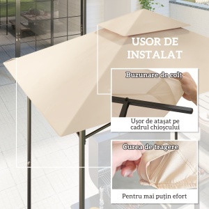 Acoperiș de Schimb pentru Pergolă cu 2 Niveluri și Buzunare de Colț, 160 g/m², UV50+, 244x152 cm, Bej - Img 4