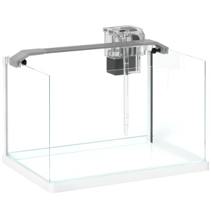 Acvariu pentru Pești Roșii din Sticlă cu Lumini LED cu Filtru și Pompă de Apă, 38x26x27 cm, Alb - Img 1