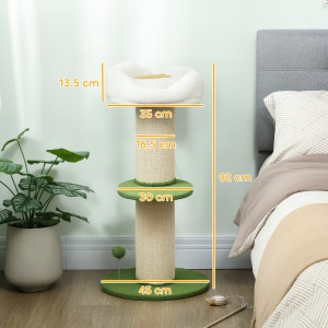 Ansamblu pentru Pisici, din Sisal și Pat în Formă de Floare Verde, 92cm - Img 3