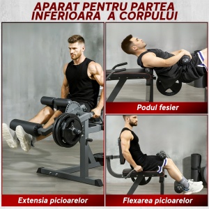 Aparat pentru Gambe cu Spătar și Perne Reglabile și Spațiu pentru Greutăți, 100x90x105 cm, Negru - Img 4