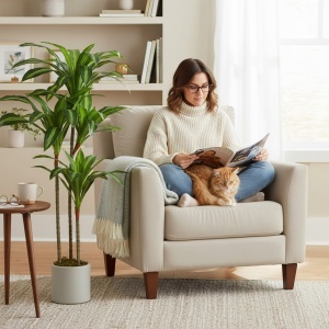 Arbore Artificial Dracaena 120 cm cu Rame Flexibile - Verde - Img 8