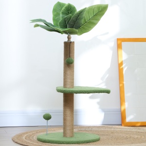 Arbore pentru Pisici cu Stâlp de Zgâriat, Platforme și Mingi de Jucărie, Ø40x83 cm, Verde - Img 7
