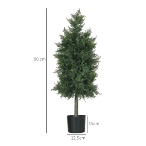 Arbori Topiari de Cedru Artificial, Set de 2 Plante Artificiale în Ghivece, Plante Decorative, 38x12.5x90 cm, Verde - Img 3