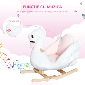 Balansoar Copii Lebada – Cu Muzica, Lemn & Metal 60×32×55 cm - Img 4