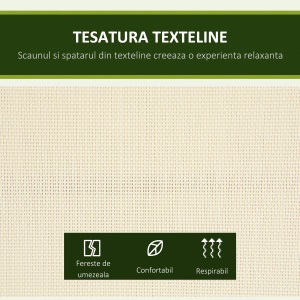 Balansoar cu 2 Locuri de Gradina pentru Exterior, 140x118x162cm Bej - Img 6