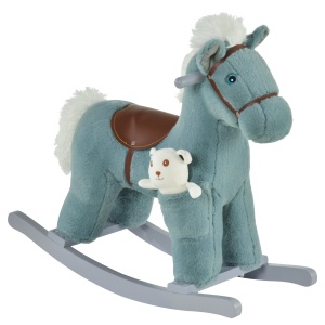 Balansoar pentru copii, 18-36 luni, Model Ponei, 65x26x55 cm, Albastru