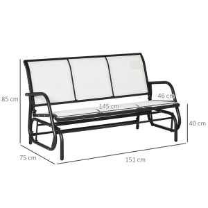 Banca Balansoar de Gradina 3 Locuri din Metal si Tesatura, 147x70x85cm, Bej - Img 3