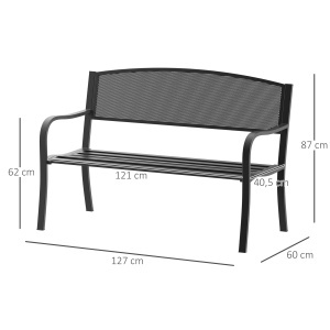 Banca de exterior din otel, negru, 127x60x85cm - Img 3