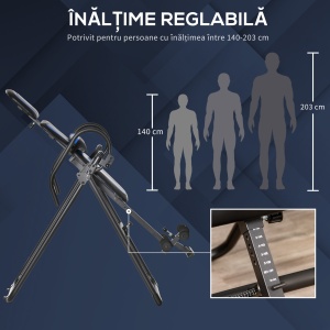 Bancă de Inversie Pliabilă cu Roți și Reglare de la 140-203cm Negru - Img 7