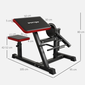 Bancă Multifuncțională 2 în 1 pentru Curl și Triceps, Bancă de Fitness cu Scaun Reglabil, 105x95x80 cm, Negru - Img 3