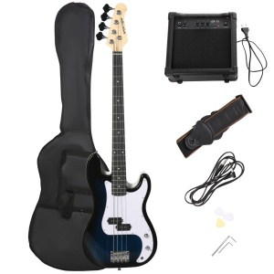 Bas Electric 4 Corzi cu Amplificator 15W, Geanta, Curea de Umar si Pene Culoare Albastru Inchis