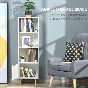 Biblioteca Alba – 40×30×129,5 cm cu Rafturi & Dulapior - Img 4