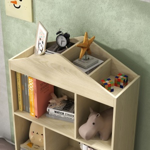 Bibliotecă pentru Copii cu 4 Cuburi Deschise și Rafturi Superioare, 80x30x140.5 cm, Alb - Img 9