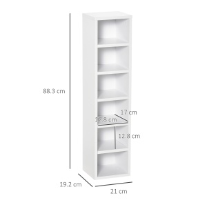 Bibliotecă Raft pentru CD, Set din 2 Piese cu 12 Rafturi din Lemn, 21x19,2x88,3 cm, Alb - Img 3