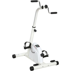 Bicicletă de Cameră pentru Brațe și Picioare, Pedalieră pentru Reabilitare cu Înălțime Reglabilă, Ecran LCD, Rezistență Reglabilă și Pedale de Masaj, pentru Seniori, Alb