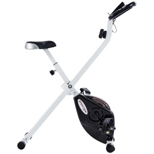 Bicicletă fitness pliabilă magnetică, 8 niveluri, afișaj LCD, roți și șa reglabilă, negru - Img 1