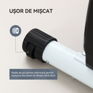 Bicicletă fitness pliabilă magnetică, 8 niveluri, afișaj LCD, roți și șa reglabilă, negru - Img 7