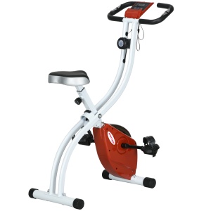 Bicicletă Magnetică Pliabilă cu 8 Niveluri de Rezistență și Monitor LCD, 97x43x110 cm, Roșu - Img 1
