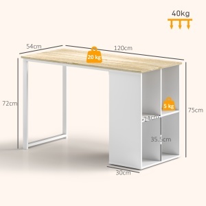Birou PC cu 4 Rafturi Deschise 120×54×75 cm - Img 3